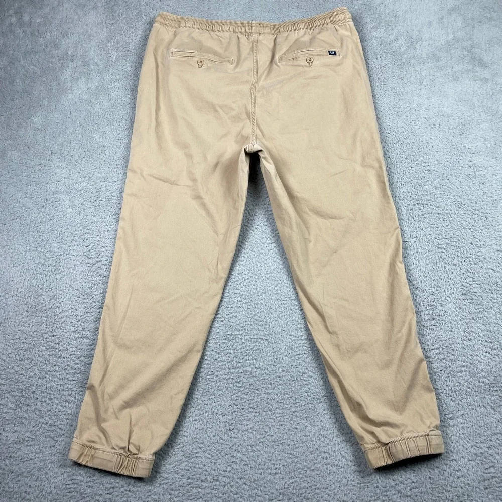 Vintage Gap Jogger Pants Mens XL Khaki Tan Cotton Stretch Drawstring Casual